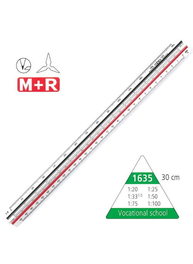 M+R 30cm Ruler Professional Triangular Scale Ruler - Image 1